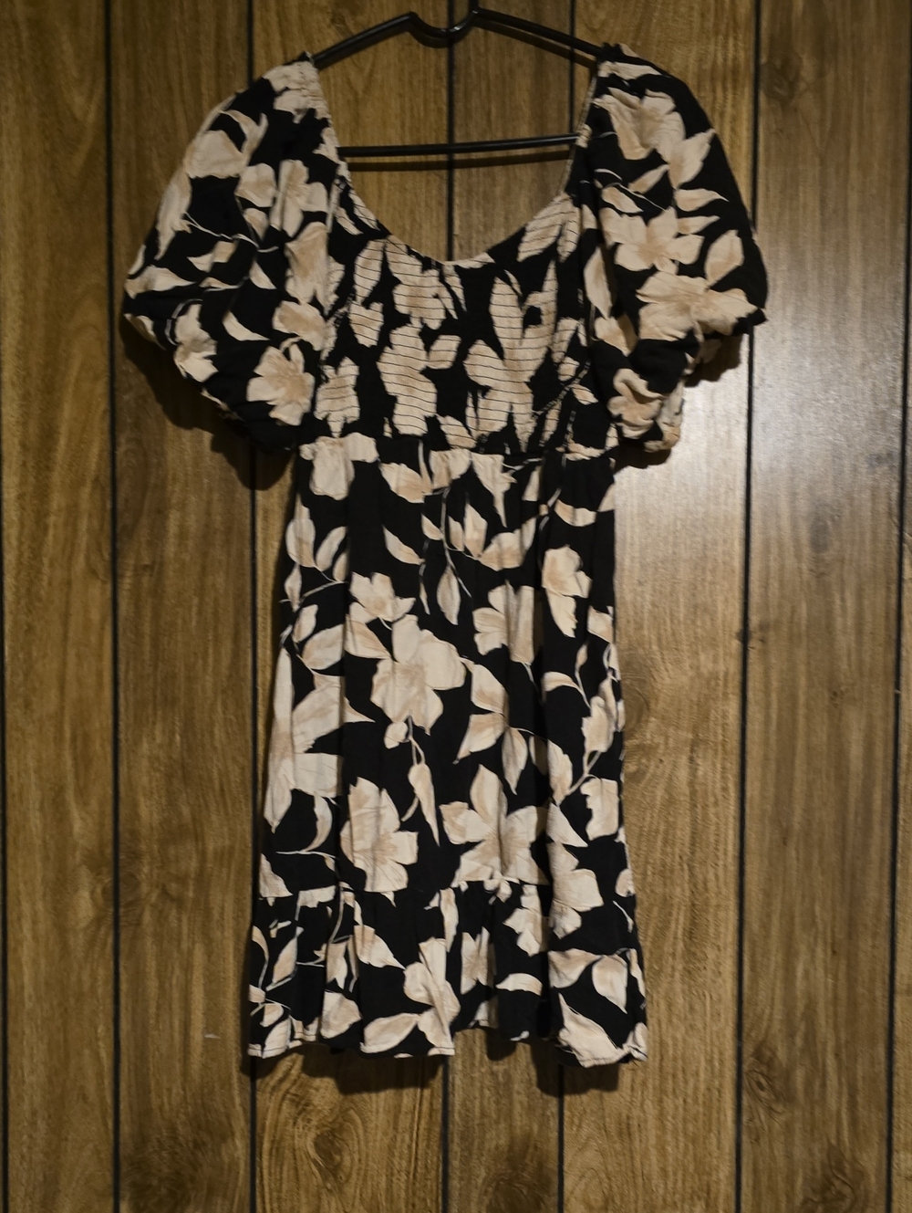 Maurices Black Mini Dress with Beige Floral Print
